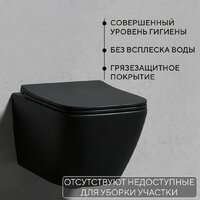 Унитаз подвесной Lauter Magdeburg 21103EC + AM.PM PrimeFit I012709.0151 (черный матовый хром глянцевый, с кнопкой смыва) - Превью изображения №4 — Интернет-магазин ПроЗаказ