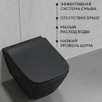 Унитаз подвесной Lauter Magdeburg 21103EC + AM.PM PrimeFit I012709.0151 (черный матовый хром глянцевый, с кнопкой смыва) - Превью изображения №6 — Интернет-магазин ПроЗаказ