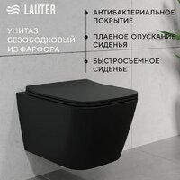 Унитаз подвесной Lauter Magdeburg 21103EC + AM.PM PrimeFit I012709.0151 (черный матовый хром глянцевый, с кнопкой смыва) - Превью изображения №2 — Интернет-магазин ПроЗаказ