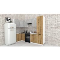Готовая кухня ВерсоМебель Эко-2 1.2x2.7 левая (бетонный камень/дуб эвок прибрежный/ст.мрамор итальянский) - Превью изображения №2 — Интернет-магазин ПроЗаказ