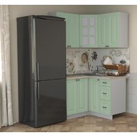 Готовая кухня Интерлиния Мила Деко 1.2x1.2 (мята/травертин серый) - Превью изображения №2 — Интернет-магазин ПроЗаказ