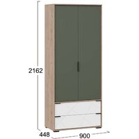 Шкаф распашной Трия Лео ТД-410.07.22 (гикори джексон/белый матовый/дымчатый зеленый) - Превью изображения №3 — Интернет-магазин ПроЗаказ