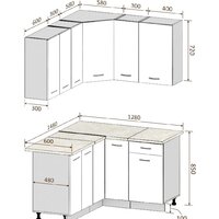 Готовая кухня Кортекс-мебель Корнелия Лира 1.5x1.3 (дуб сонома/королевский опал) - Превью изображения №3 — Интернет-магазин ПроЗаказ