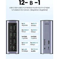 Док-станция Ugreen USB C Triple Display Docking Station 12-in-1 90325 - Превью изображения №5 — Интернет-магазин ПроЗаказ
