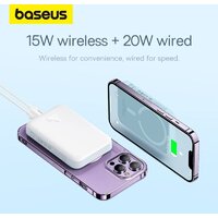 Внешний аккумулятор Baseus Magnetic Mini Air Wireless Fast Charge Power Bank 20W 10000mAh (белый) - Превью изображения №15 — Интернет-магазин ПроЗаказ