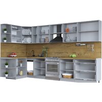 Готовая кухня Интерлиния Тренд 1.5x3.5 левая (белый/белый/кастилло темный) - Превью изображения №3 — Интернет-магазин ПроЗаказ