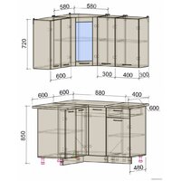 Готовая кухня Интерлиния Мила 12x13 (бетон лайт-антрацит-опал светлый) - Превью изображения №4 — Интернет-магазин ПроЗаказ