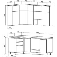 Готовая кухня ВерсоМебель Эко Премиум 1.2x2.0 левая (белый фасадный/ст. дуб вотан) - Превью изображения №7 — Интернет-магазин ПроЗаказ