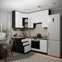 Готовая кухня ВерсоМебель Эко Премиум 1.2x2.0 левая (белый фасадный/ст. дуб вотан) - Превью изображения №5 — Интернет-магазин ПроЗаказ