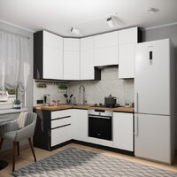 Готовая кухня ВерсоМебель Эко Премиум 1.2x2.0 левая (белый фасадный/ст. дуб вотан) - Превью изображения №4 — Интернет-магазин ПроЗаказ