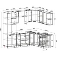 Готовая кухня Интерлиния Мила Лайт 1.88x2.4 правая без столешницы (серебристый/антрацит) - Превью изображения №2 — Интернет-магазин ПроЗаказ