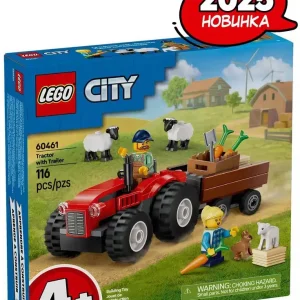 Конструктор Lego City 60461 Фермерский трактор с прицепом и животными (красный)